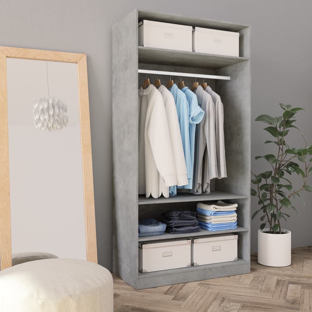Wardrobe Concrete Grey 100x50x200 cm Chipboard